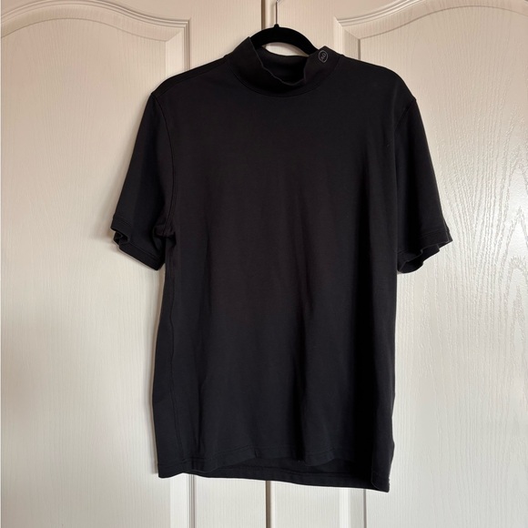 AG Adriano Goldschmid black short sleeve mock turtleneck Pima cotton large - Picture 3 of 10
